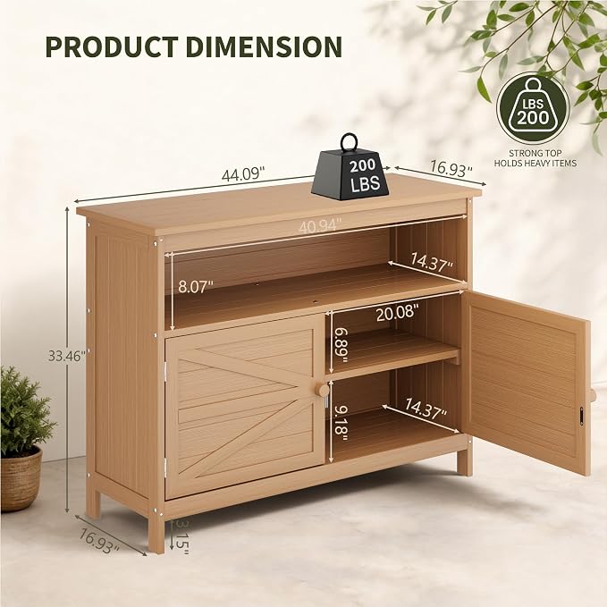 HIPS All-Weather Outdoor Storage Cabinet, Outdoor Sideboard - Image 2