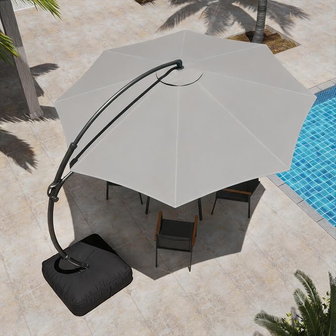 Outdoor Patio Umbrella with Base included, 11 FT Deluxe Curvy Cantilever - Image 9