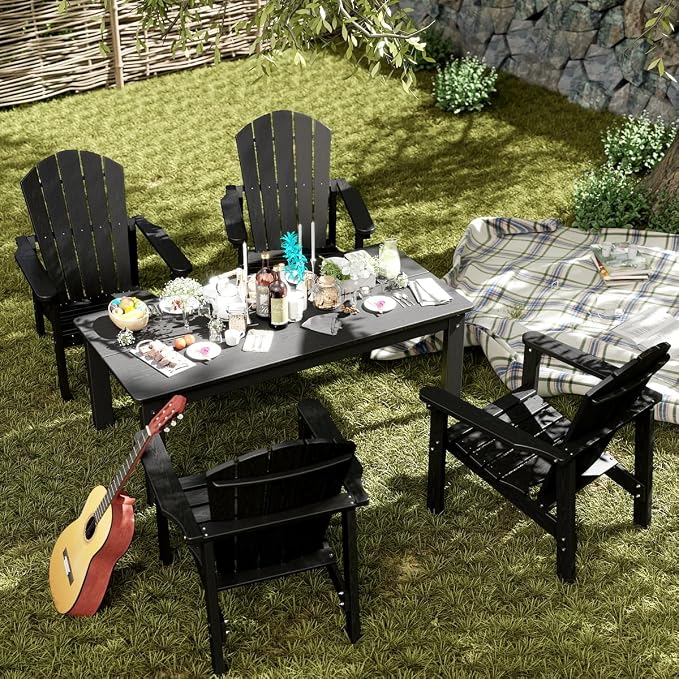 Stackable Set, 4 Chairs with 47in Table, All-Weather HDPE, HDPE All-Weather - Image 3