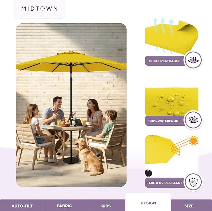 Midtown Umbrellas 10-Year-No-Fade - 8 Ft - UV Proof Sunflower Fabric - Umbrella - Image 5