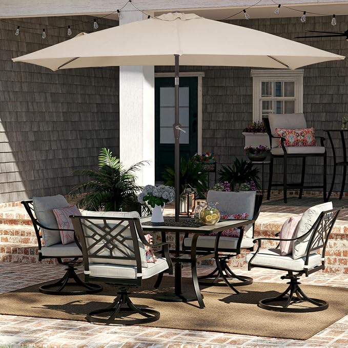 JEAREY 6.5x10 ft Rectangular Patio Umbrellas Rectangle Outdoor Umbrella - Image 4