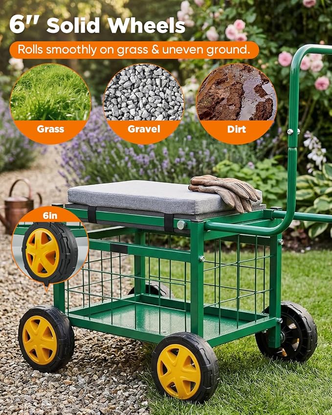 Saker Rolling Work Seat with Wheels - Image 6