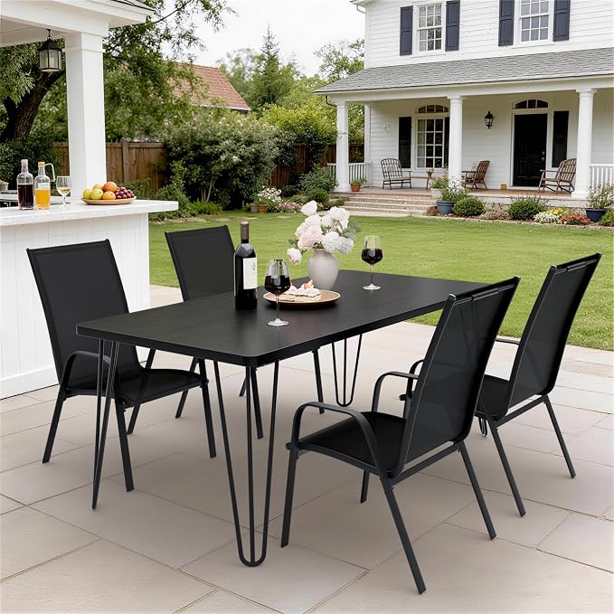 JEAREY Patio Dining Chairs Set of 4, Outdoor Stackable Dining Furniture Set - Image 8