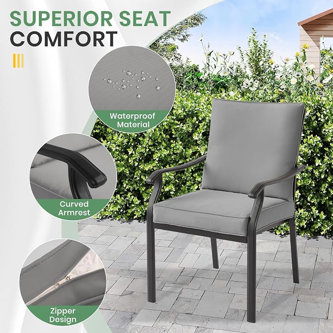 LVUYOYO Outdoor Patio Dining Chairs Set of 6, Metal Stackable Chairs Set - Image 5