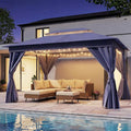 10'x13' Outdoor Gazebo with 50FT String Lights, Metal Heavy Duty Patio Canopy by LAUSAINTHOME