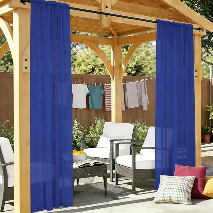 Outdoor Sheer Curtains for Patio Waterproof, 2 Panels Rod Pocket Indoor/Outdoor - Image 7