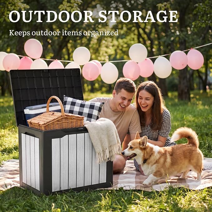 YITAHOME 35 Gallon Deck Box | Waterproof Resin Outdoor Storage Box, Doubles as - Image 6