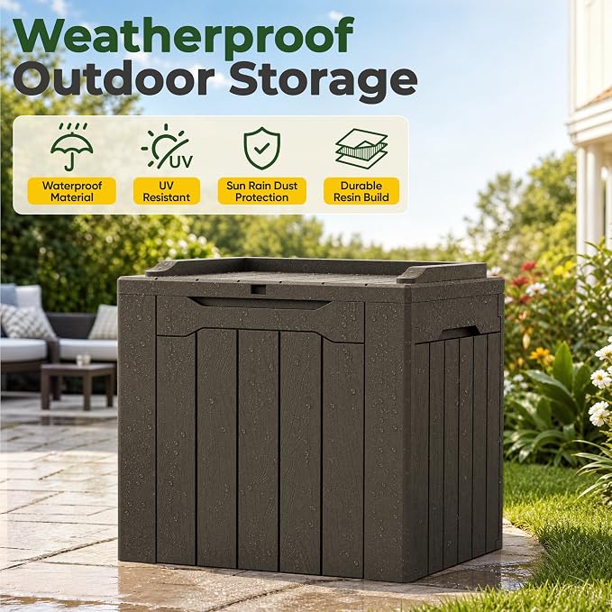Flamaker Deck Box 31 Gallon Waterproof Resin Small Storage Box - Image 6