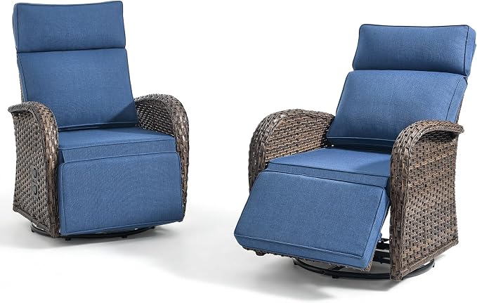 Zero Gravity Patio Swivel Recliner Chairs Set of 2 - Image 7