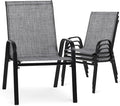 24.4" Outdoor Patio Stackable Chairs Set of 4, Outside Furniture by Villeston