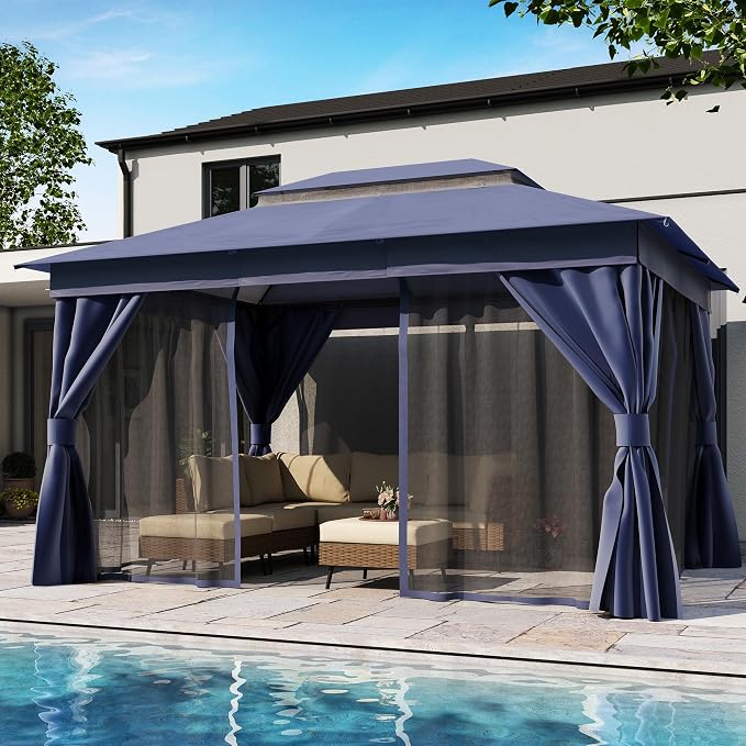 10'x12' Outdoor Gazebo, Heavy Duty Metal Frame Patio Canopy - Image 6