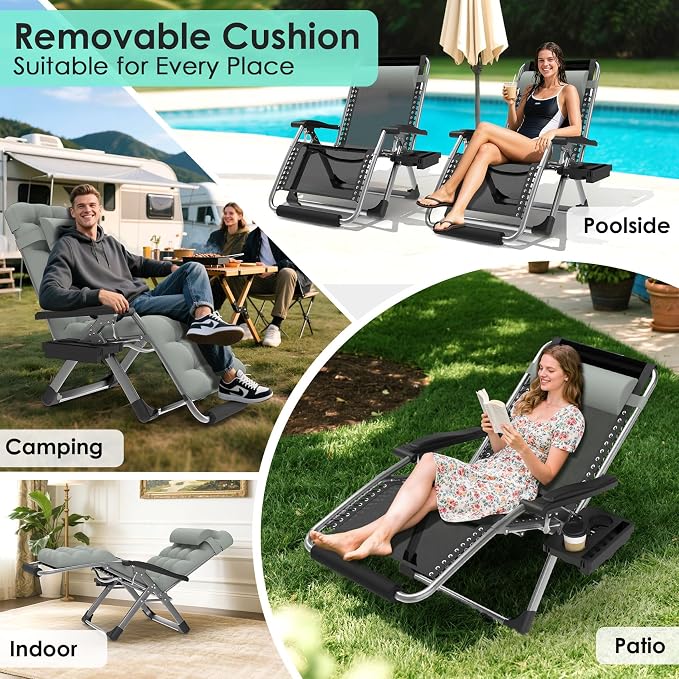 Suteck Oversized Zero Gravity Chair, Upgraded Lock and Footrest, Reclining - Image 7
