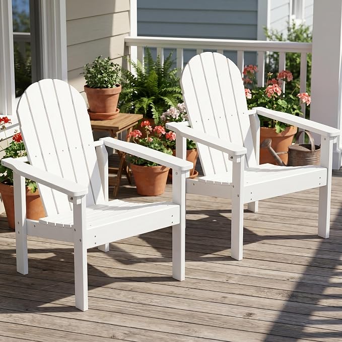 SERWALL HDPE Stackable Adirondack Chair, Space-Saving - Image 2