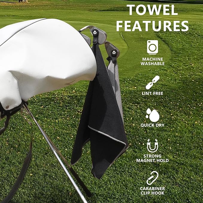 4Monster Golf Towels 3-Pack with Detachable Magnet and Portable Pouch, Quick-Dry Microfiber Golf Towel Set for Golf Bags,Custom Towel Gifts for Men or Women (2, Red)
