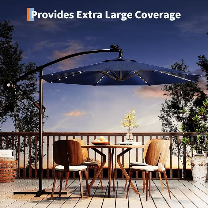 Garvee 10FT Solar Lights Offset Patio Umbrella - Image 8