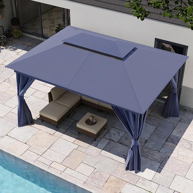 10'x13' Outdoor Gazebo, Heavy Duty Metal Frame Patio Canopy - Image 4