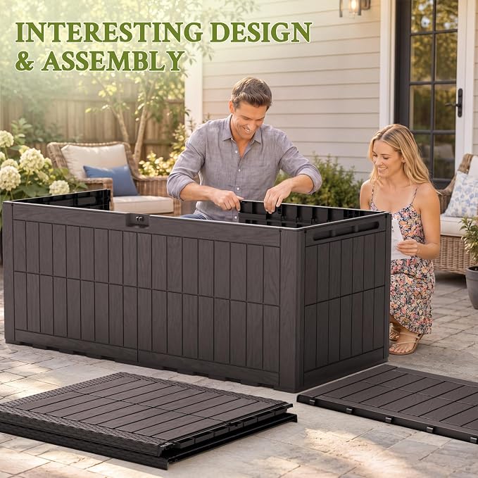 Flamaker 220 Gallon Large Outdoor Storage Box Waterproof, XL Resin Deck Box | - Image 6