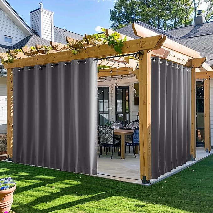 NICETOWN Gazebo Curtains Outdoor Waterproof W100 x L84 in Grey | Windproof by NICETOWN