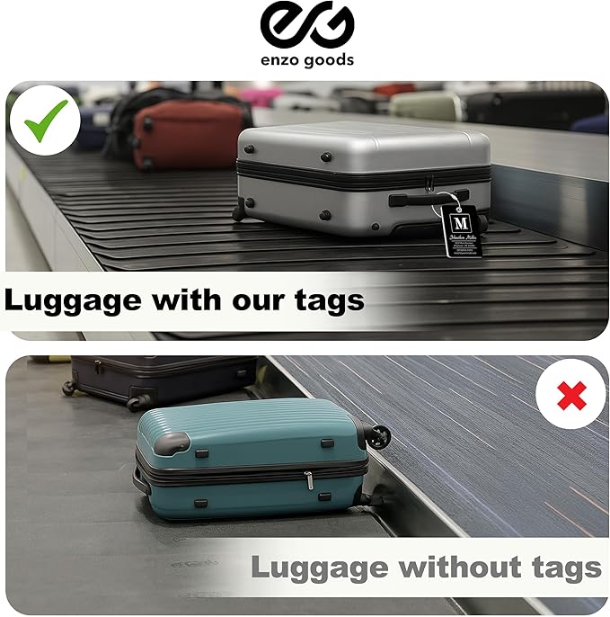Personalized Luggage Tag | 6 Pack | Custom Luggage Tags for Suitcases | Kids Backpack Tag | 10 Color Options & Choose Font, Font Color