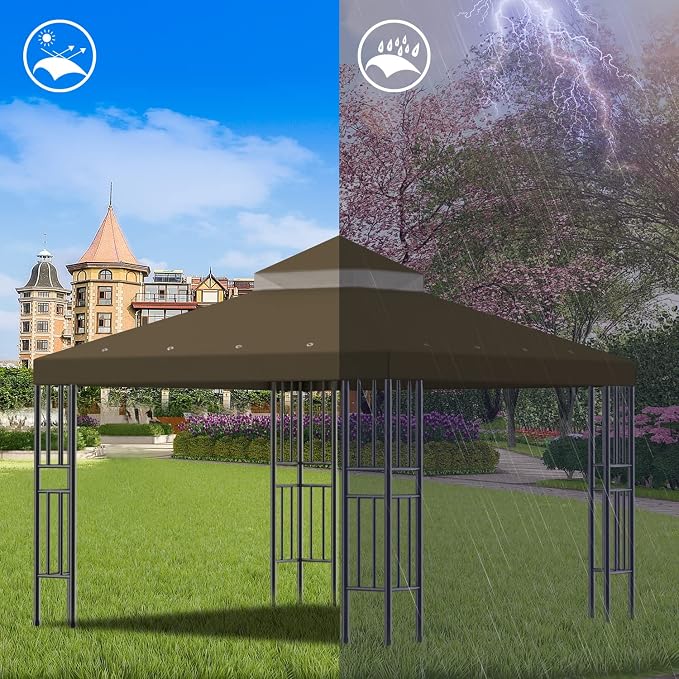 Sumfaller 10x10 FT Gazebo Replacement Canopy Top Cover | Double Tiered Canopy - Image 2