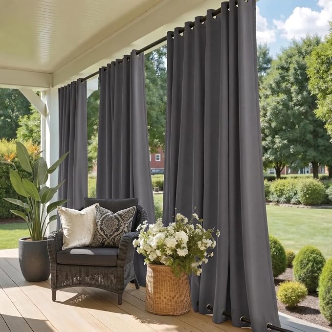 NICETOWN 2 Panels Outdoor Curtains Weighted Sunblock by NICETOWN