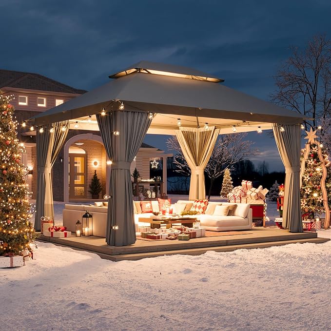 Aoxun 12x10 Gazebo Metal Frame Canopy by Aoxun