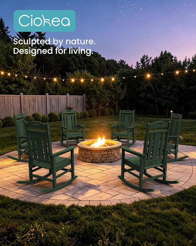 Oversized Outdoor Rocking Chairs Set of 8, 380lbs Heavy-Duty Large Patio Rocker - Image 5