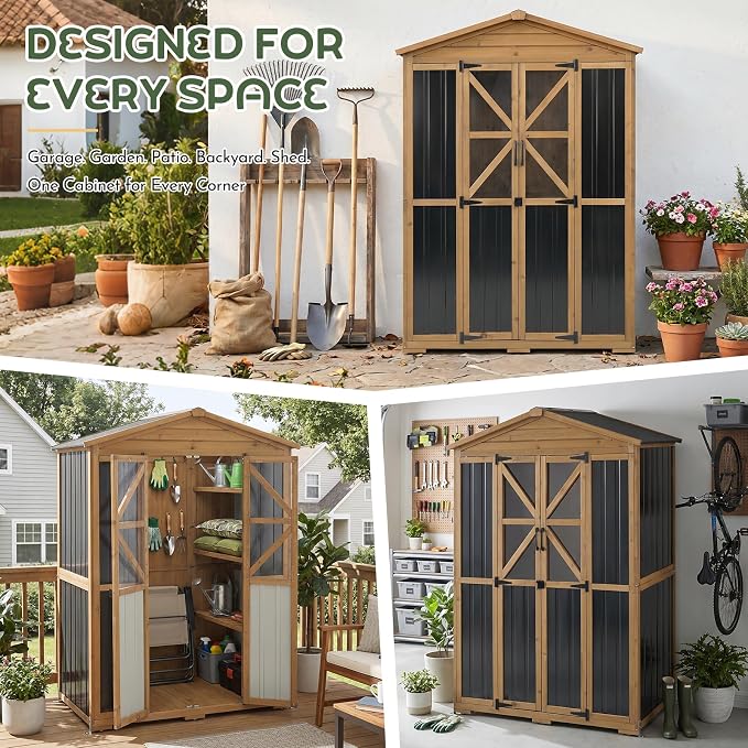 Outdoor Storage Cabinet, Weatherproof Garden Shed - Image 8