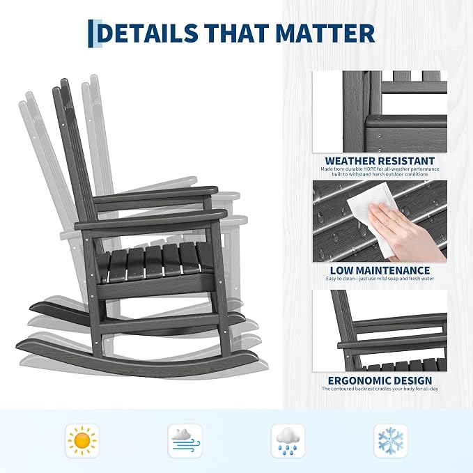 Garvee HDPE Rocking Chair Outdoor - Image 4