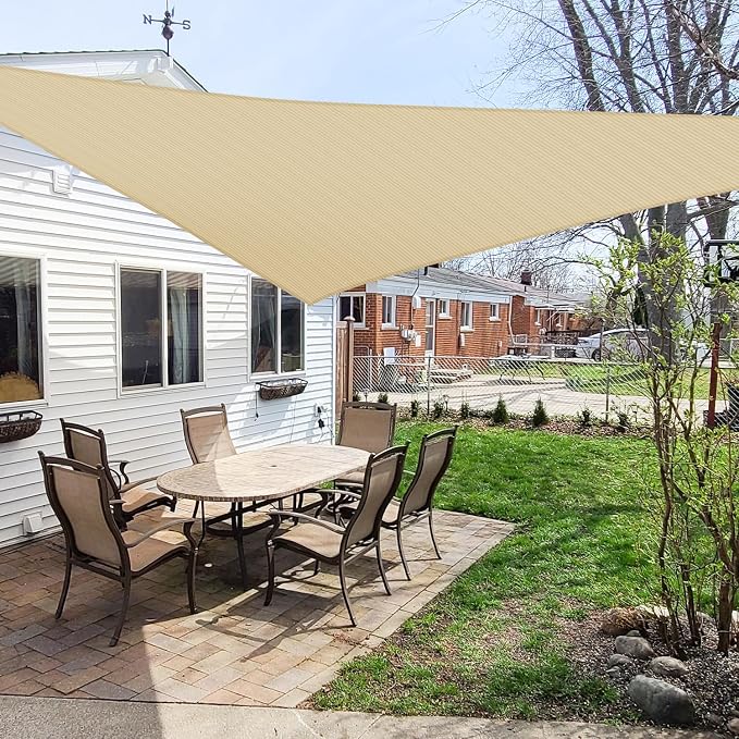 Windscreen4less 5' x 5' x 5' Sun Shade Sail Triangle Outdoor Canopy Cover UV by Windscreen4less