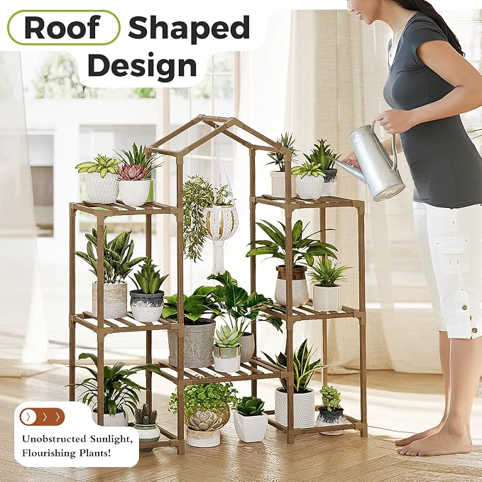 Bamworld Plant Stand Indoor Hanging Plant Shelf Outdoor Large Plant Rack | - Image 3