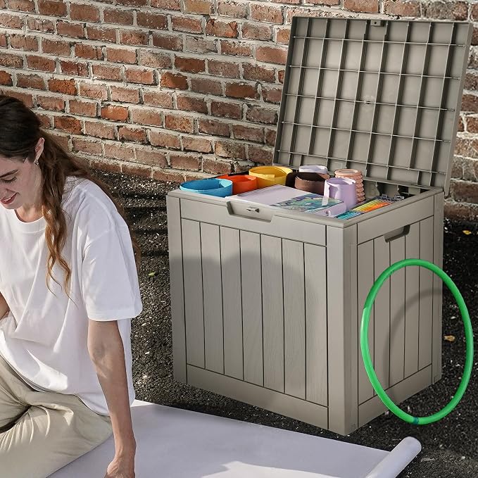 DWVO 30 Gallon Outdoor Storage Box, Weatherproof Lockable Resin Deck Box - Image 4