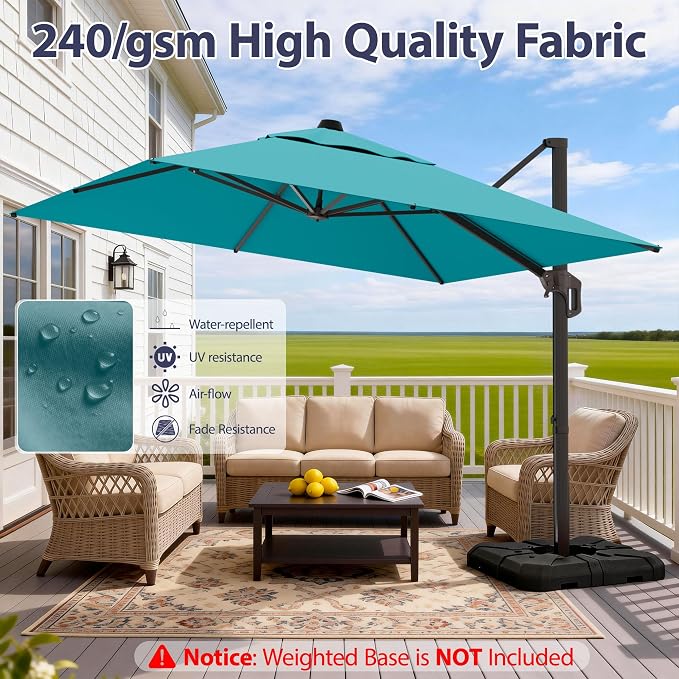 10' X 10' Patio Umbrella Cantilever Outdoor Rectangle Umbrella - Image 6