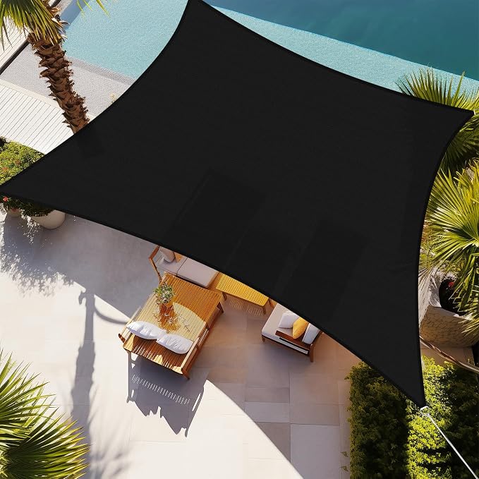 Shade&Beyond 10'x25' Sun Shade Sail Canopy Rectangle, UV Block Breathable Black by ShadeBeyond