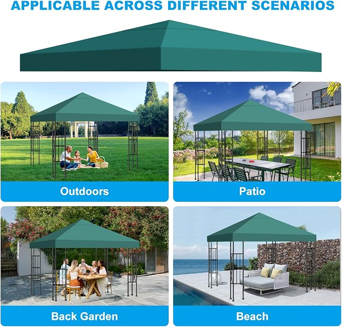 10x10 Gazebo Canopy Replacement Top, 300D High-Density Waterproof Single Layer - Image 4