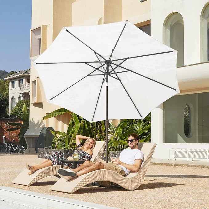 JEAREY 9FT Outdoor Patio Umbrella, Market Umbrella, Creamy-white | Outdoor - Image 4