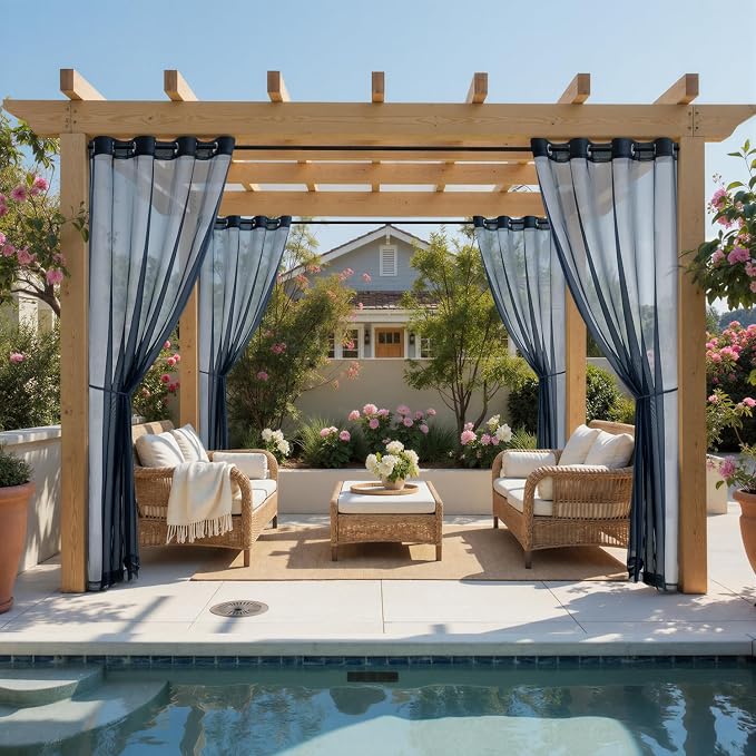 MIULEE Navy Blue Outdoor Curtain - Image 2