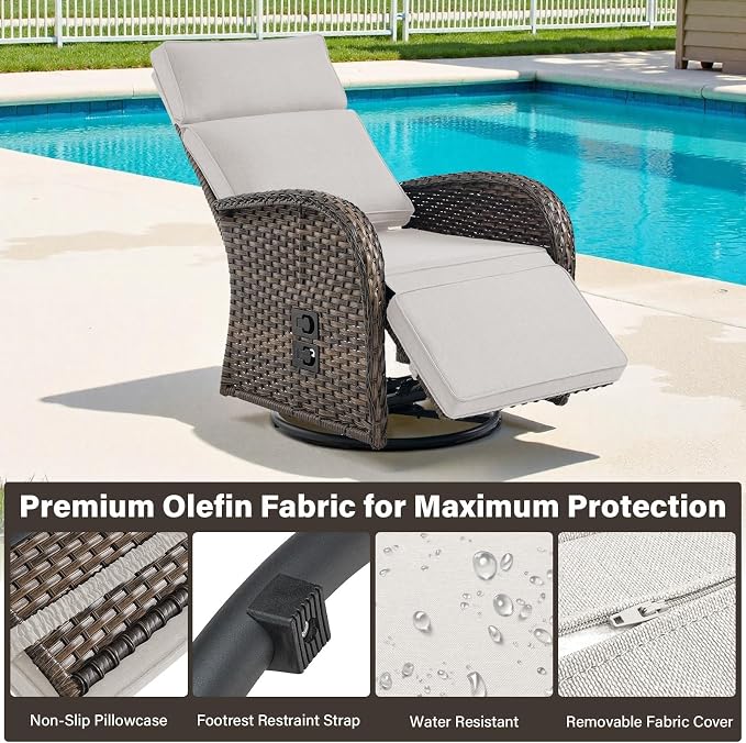 Dual-Adjust Outdoor Swivel Recliner Chair – Reclining Patio Chair - Image 6