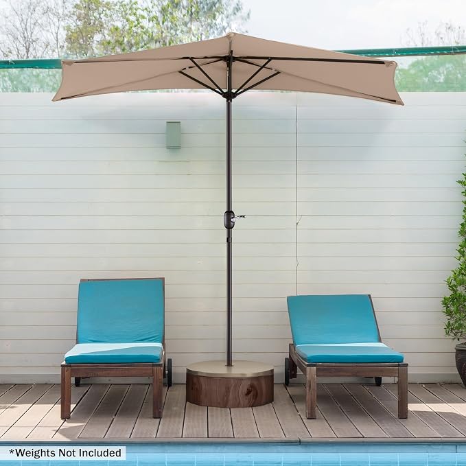 Pure Garden Half Umbrella Outdoor Patio Shade - Image 8