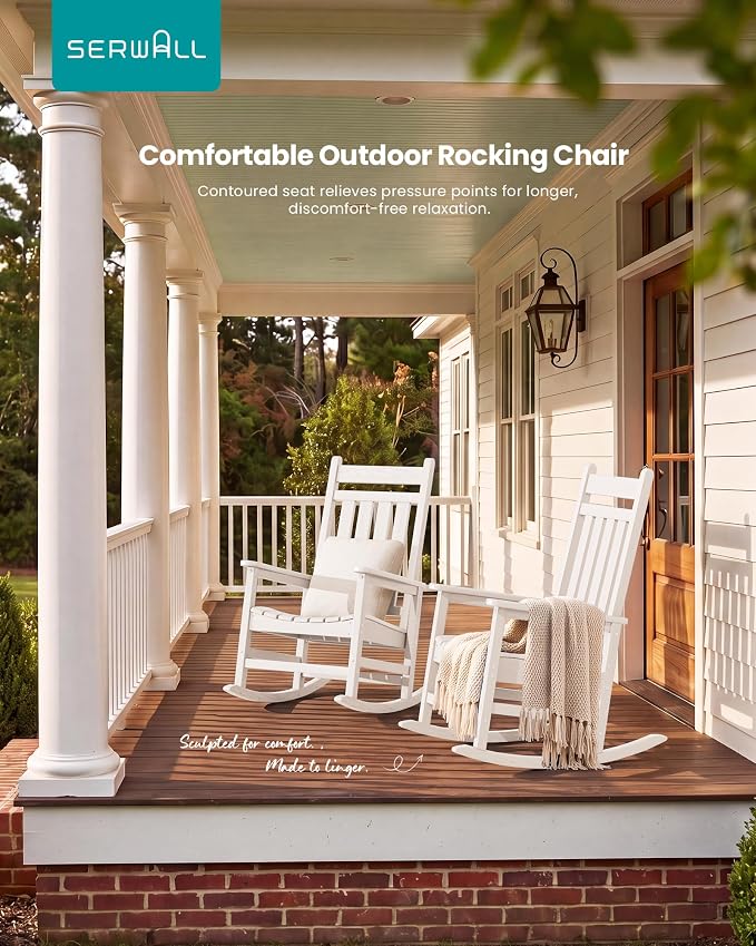 SERWALL Outdoor Rocking Chair, Oversized Rocking Chair - Image 9