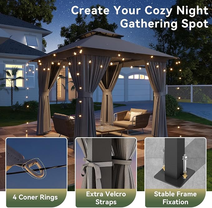 8'x8' Gazebo, Metal Frame Canopy - Image 8