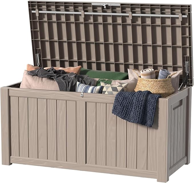 150 Gallon Outdoor Deck Box, Lockable Waterproof Outdoor Storage Boxes by MAIUSCOLI