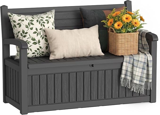Garden Bench, Outdoor Storage Bench, Resin Patio Furniture Seating | by ATMELT