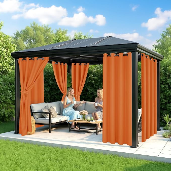 Outdoor Curtains for Patio Waterproof, 6 Drape Panels, Sun Shades | Privacy & - Image 4