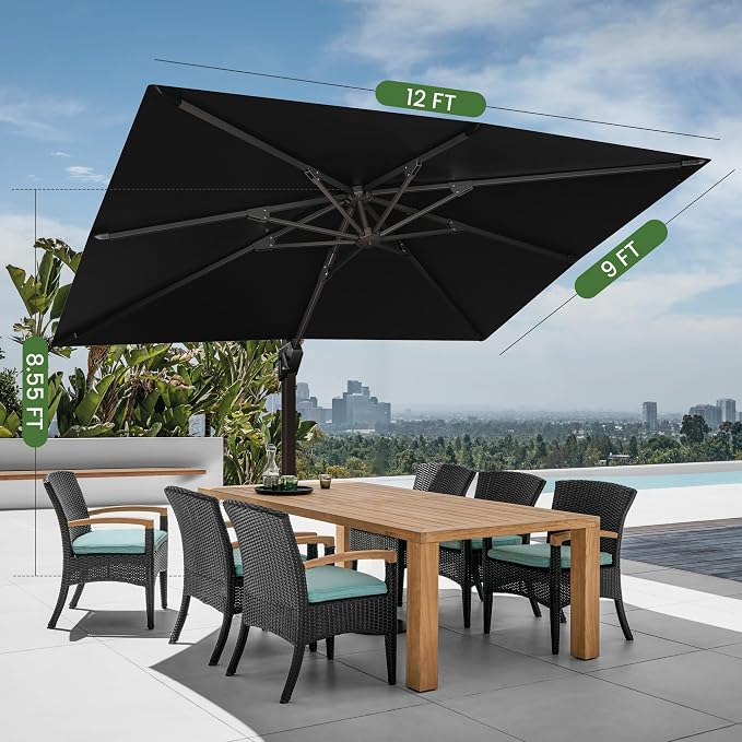 9' X 12' Cantilever Patio Outdoor Umbrella - Image 6