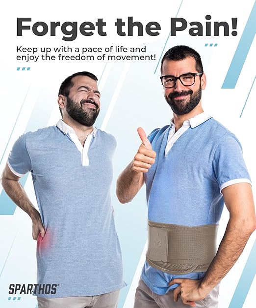 Sparthos Back Support Belt - Immediate Relief from Back Pain, Sciatica, Herniated Disc - Breathable Brace With Lumbar Pad - Lower Backbrace For Home & Lifting At Work - For Men & Women - (Beige-XS)