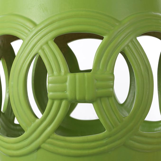 JONATHAN Y Lucky Coins 16" Ceramic Garden Stool Side Table, Matte Green | - Image 6