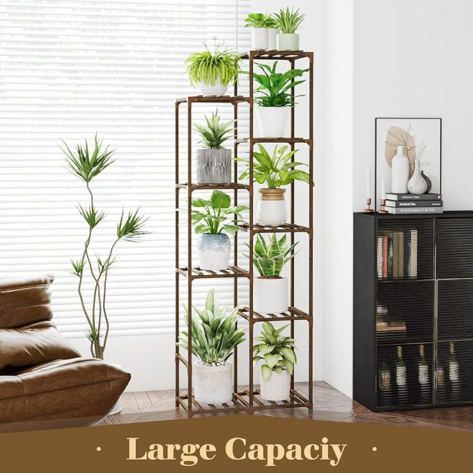 Bamworld 62 " Tall Plant Stand for Indoor Plants Outdoor Corner Plant Shelf | - Image 2