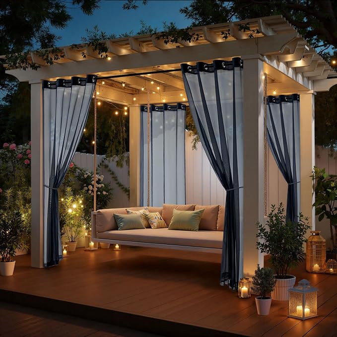 MIULEE Navy Blue Outdoor Curtain - Image 5