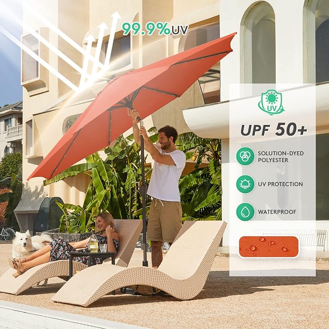 JEAREY 10' Patio Umbrella with Solar Lights, LED Umbrella, Tilt & Crank UV - Image 3